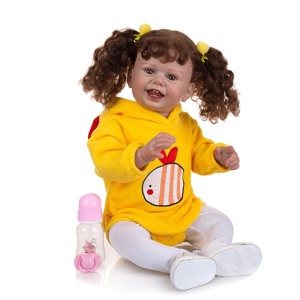 

68cm bebes Charming Smile Reborn Cloth Body Baby Dolls Hand Paitning Lifelike Rooted Hair Newbron Doll Toys Kids Birthday Gift