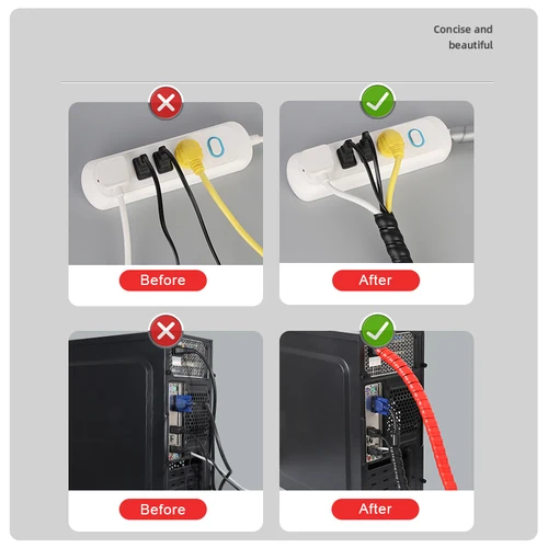 Imagen 2 del producto Protector de Cable en espiral de 2 metros, organizador de línea, tubo, funda de protección de alambre de motocicleta, ignífugo, cubierta antimordida, Color