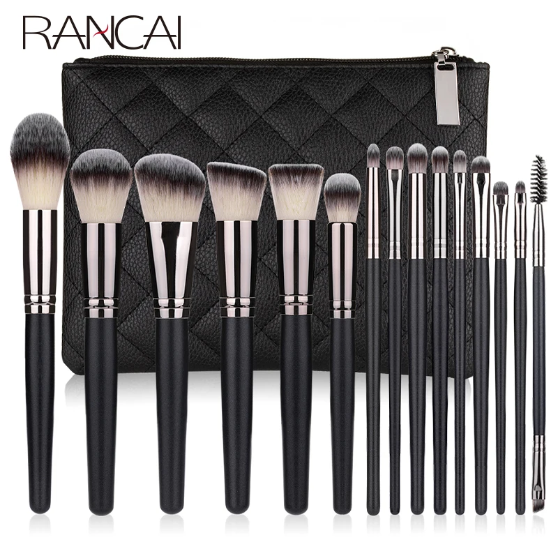 RANCAI 10/15pcs Professional Makeup Brushes Set Powder Foundation Eyeshadow Soft Synthetic Hair Brushes With Free Shipping