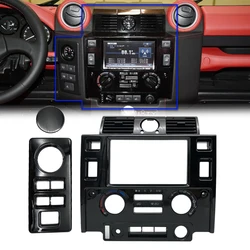 Kit de salpicadero estéreo doble 2 Din, consola central para Land Rover Defender, aspecto de carbono negro mate brillante