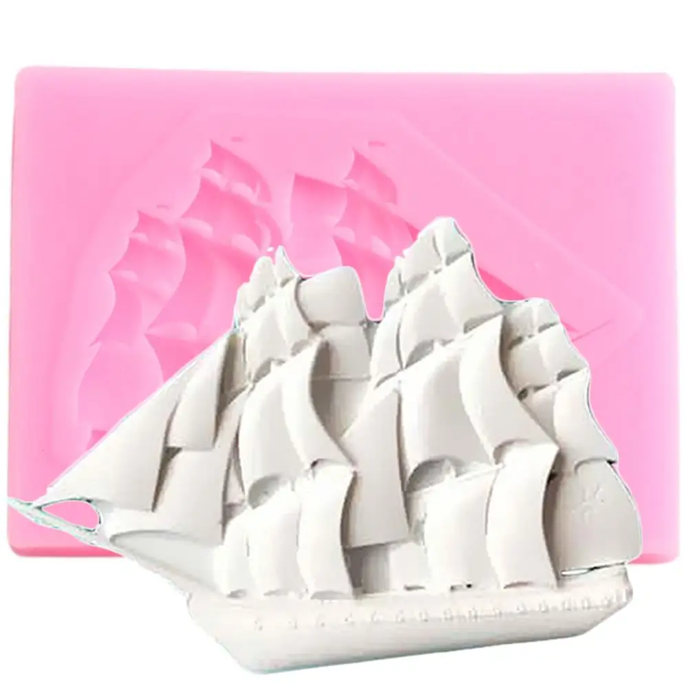 Boat Silicone Molds Baby Birthday Sailboat Cupcake Topper Fondant Mold Cake Decorating Tools Candy Chocolate Gumpaste Moulds