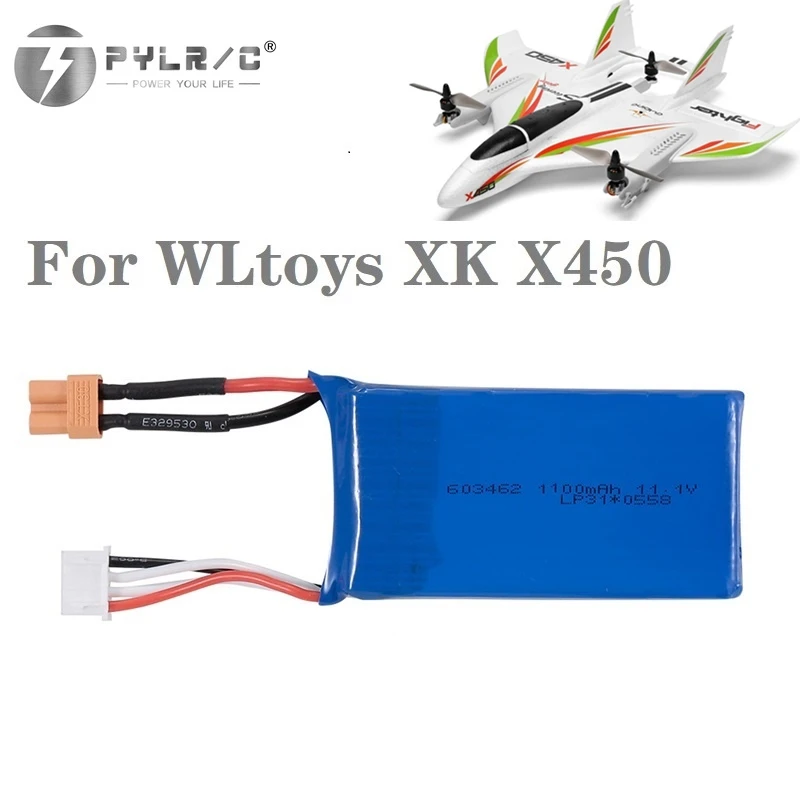 3S 11.1V Lipo Battery For XK X450 FPV RC Airplanes Spare Parts Accessory 1100mAh 1300mAh 11.1V replace Batteries For X450 1Pcs