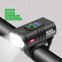 10000LM 2T6 LED Bicycle Light 20W USB Rechargeable Power Display MTB Mountain Road Bike Front Lamp Flashlight Cycling Equipment