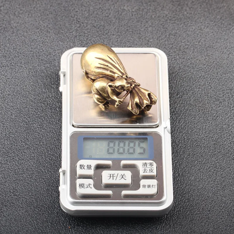 Antique Bronze Zodiac Little Mouse Big Gold Money Bag Figurines 2020 New Year Design Pure Copper Lucky Rat Feng Shui Ornaments