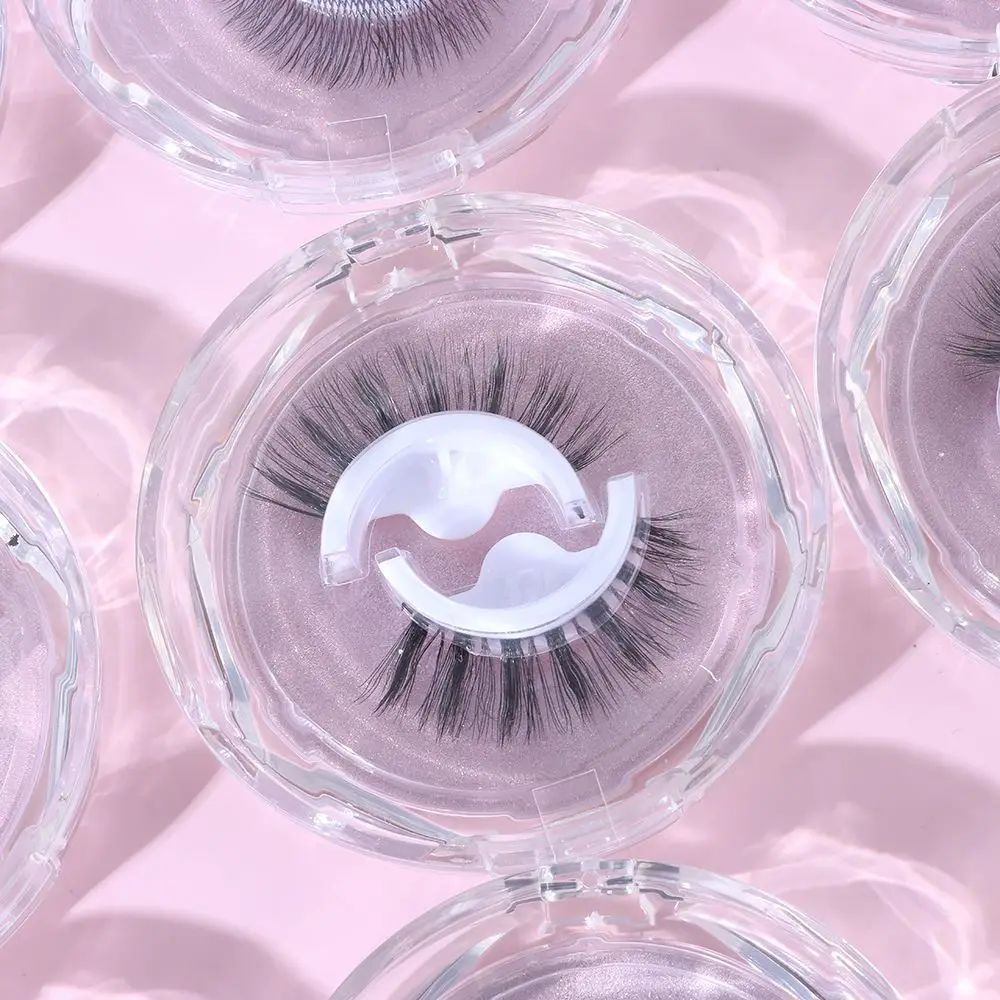 SKONHED 1 ペアのつけまつげ接着剤不要うっすらとした 3D ミンク再利用可能なナチュラルカーリー自己粘着つけまつげ