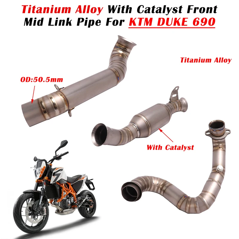 For KTM DUKE 690 2012 - 2016 2017 2018 Motorcycle Exhaust Escape System Titanium Alloy Front Mid Link Pipe With Catalyst Muffler