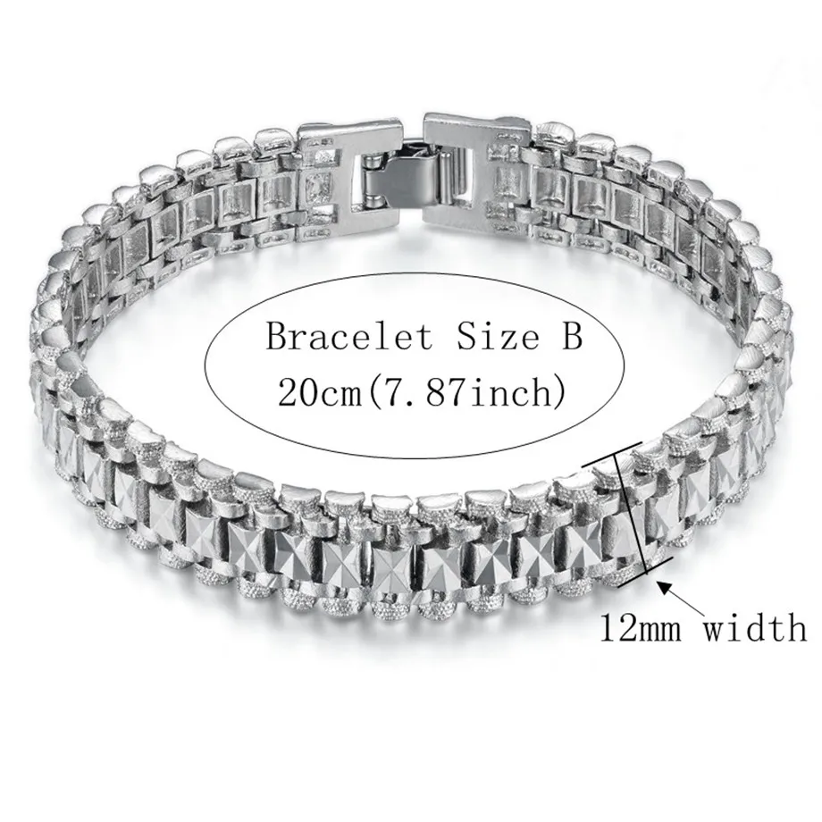 12MM Men\'s Gold Color Link Chain Bangle Bracelet For Women Boy Girl Fashion Gift Jewelry Dropshipping SL166
