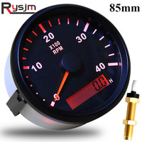 Custom 85mm REV Counter Car Boat tachometer + sensor Car Truck Tacho Marine RPM Meter with LCD Hourmeter 4000 RPM Red Backlight
