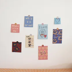 Juego de 8 hojas de tarjetas de cumpleaños para pastel, Color creativo en forma de corazón, postal de doble cara en inglés, decoración de fondo Diy, tarjeta de regalo