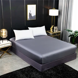 Natural Mulberry Silk Fitted Sheet Four Corners With An Elastic Band Mattress Cover Solid Color Bed Sheet Fit Sheet