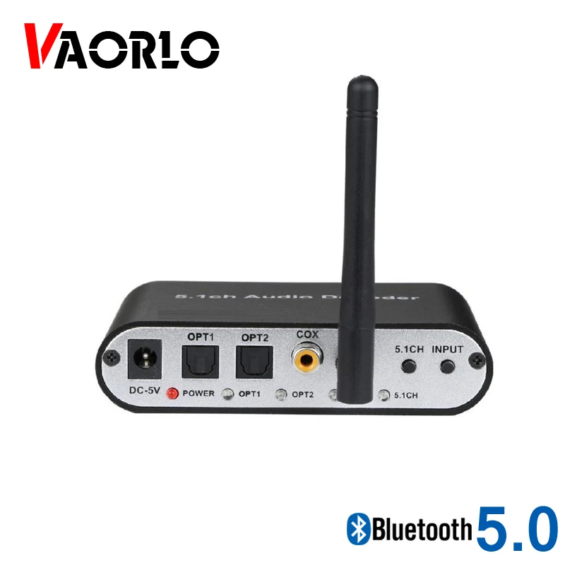 

VAORLO 5.1 Audio Decoder converter Rush RCA SPDIF Coaxial Optical BT Bluetooth 5.0 receiver Volume DAC