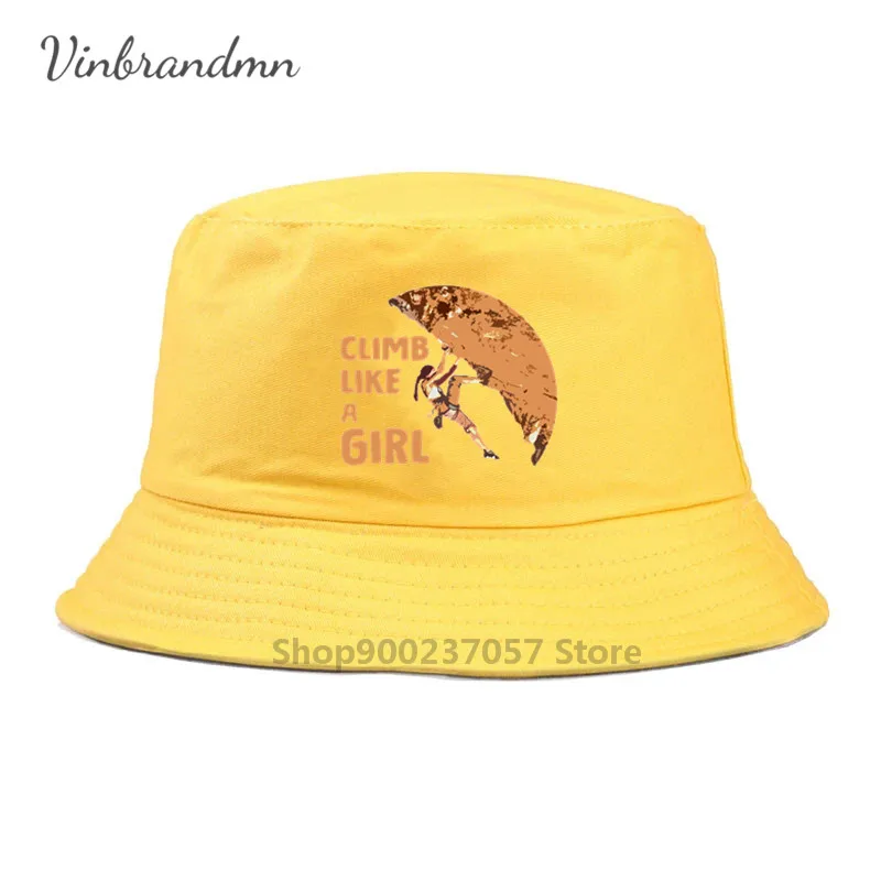 Rock Climbing Mountain Climber  Climb like a girl Panama Bucket Hat slim fitness Rock climb Gorros Fishing Fisherman Hat