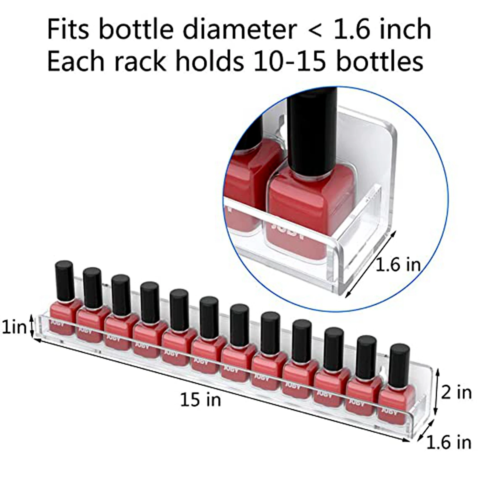 Acrylic Nail Polish Organizer Wall Mounted,4 Pack Nail Rack Display 48 Bottles Nail Tech Organizers and Storage