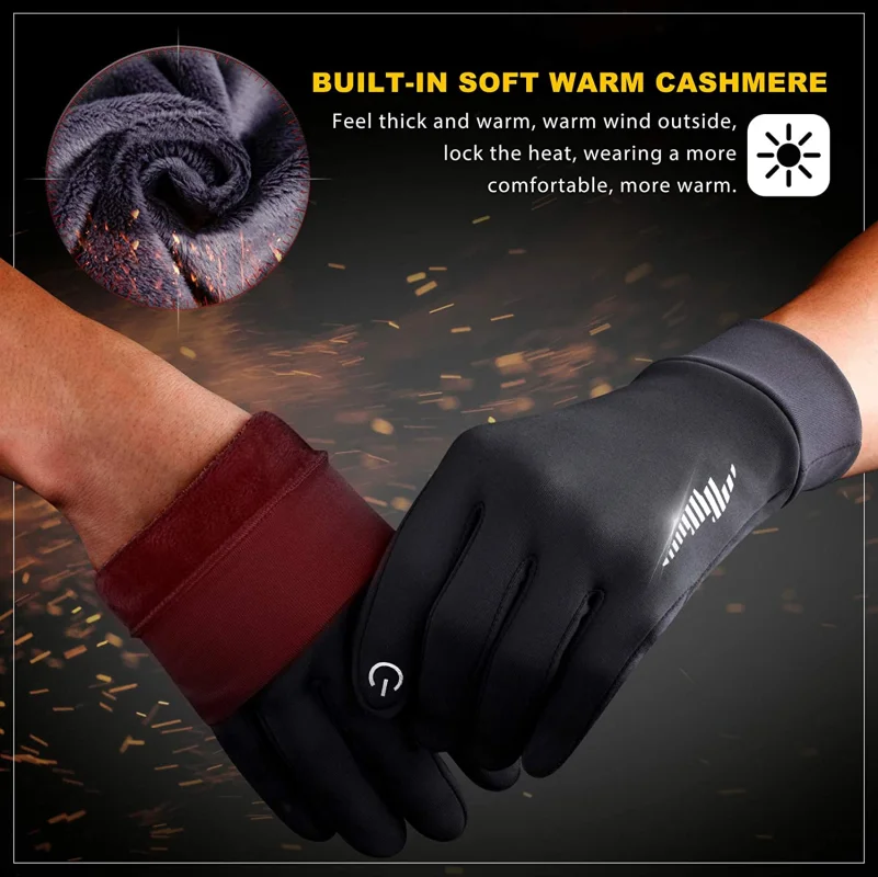 Winter Gloves For Men Women Touch Screen Glove Cold Weather Warm Gloves Workout Gloves Running Cycling Training Bicycle Football