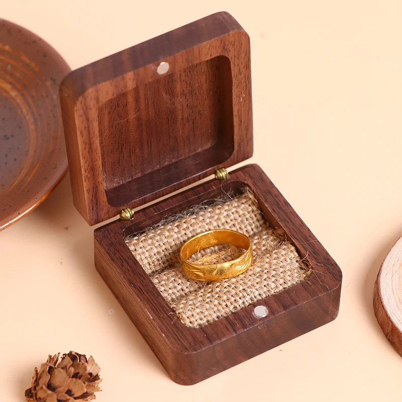 Hexagon Wedding Wood Ring Box Holder Your Names And Date Wedding Ring Bearer Box Black Walnut