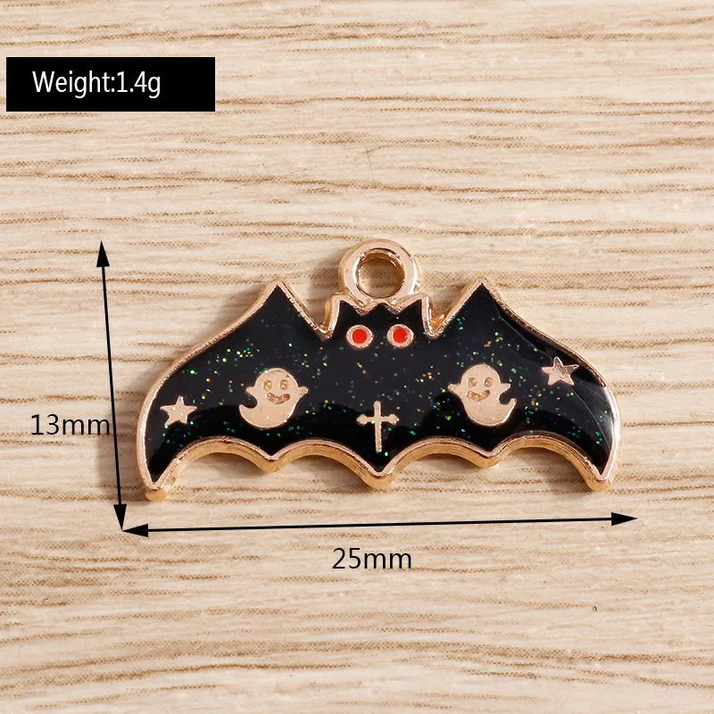 10 teile/los Halloween Charms Emaille Nette Kürbis Fledermaus Geister Charms Anhänger für Schmuck Machen Halsketten Ohrringe DIY Handwerk Versorgung – Detail 6