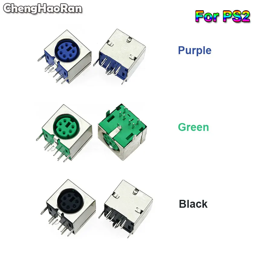 ChengHaoRan 1Pc Keyboard socket Black/Green/Purple 6 Pins For PS/2 PS 2 Female Socket Jack Connector On PCB