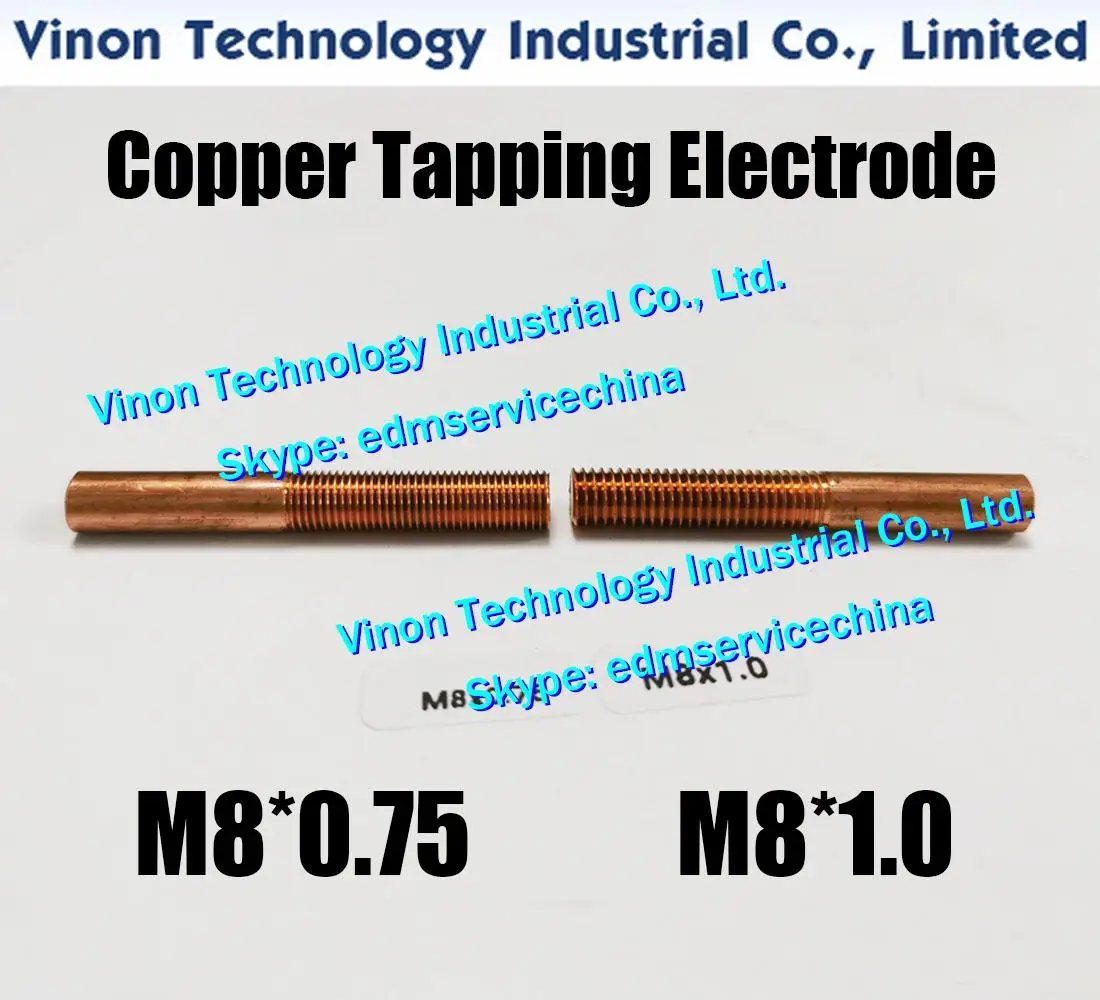 

(10PCS Pack) M8*1.0*25L*50Lmm Copper Orbiting Tapping Electrode M8 for EDM spark, edm copper threaded electrode M8 with hole