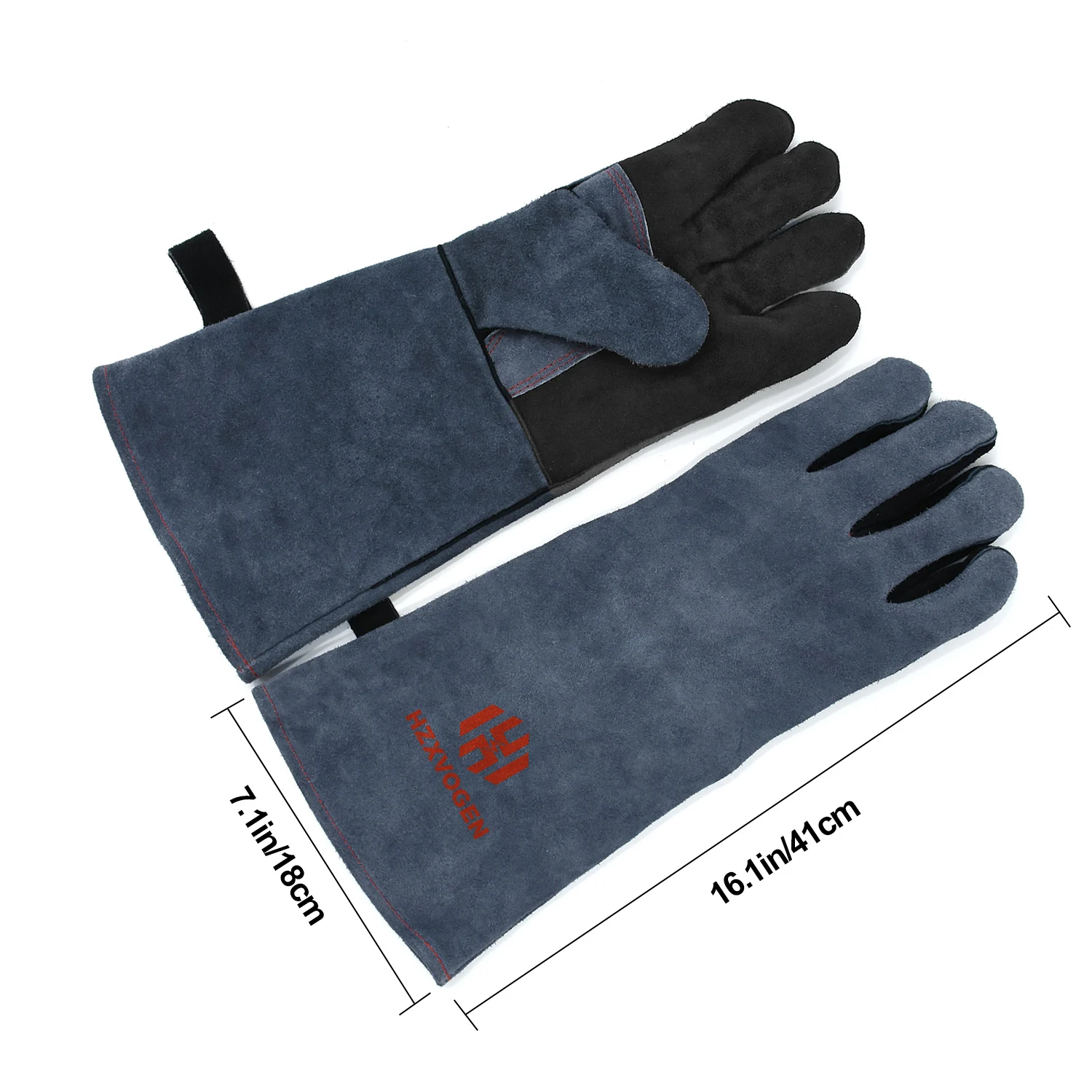 Guantes de soldadura de 16 pulgadas para soldador, guantes de trabajo para parrilla, aislamiento térmico, cuero grueso dividido de vaca, resistentes