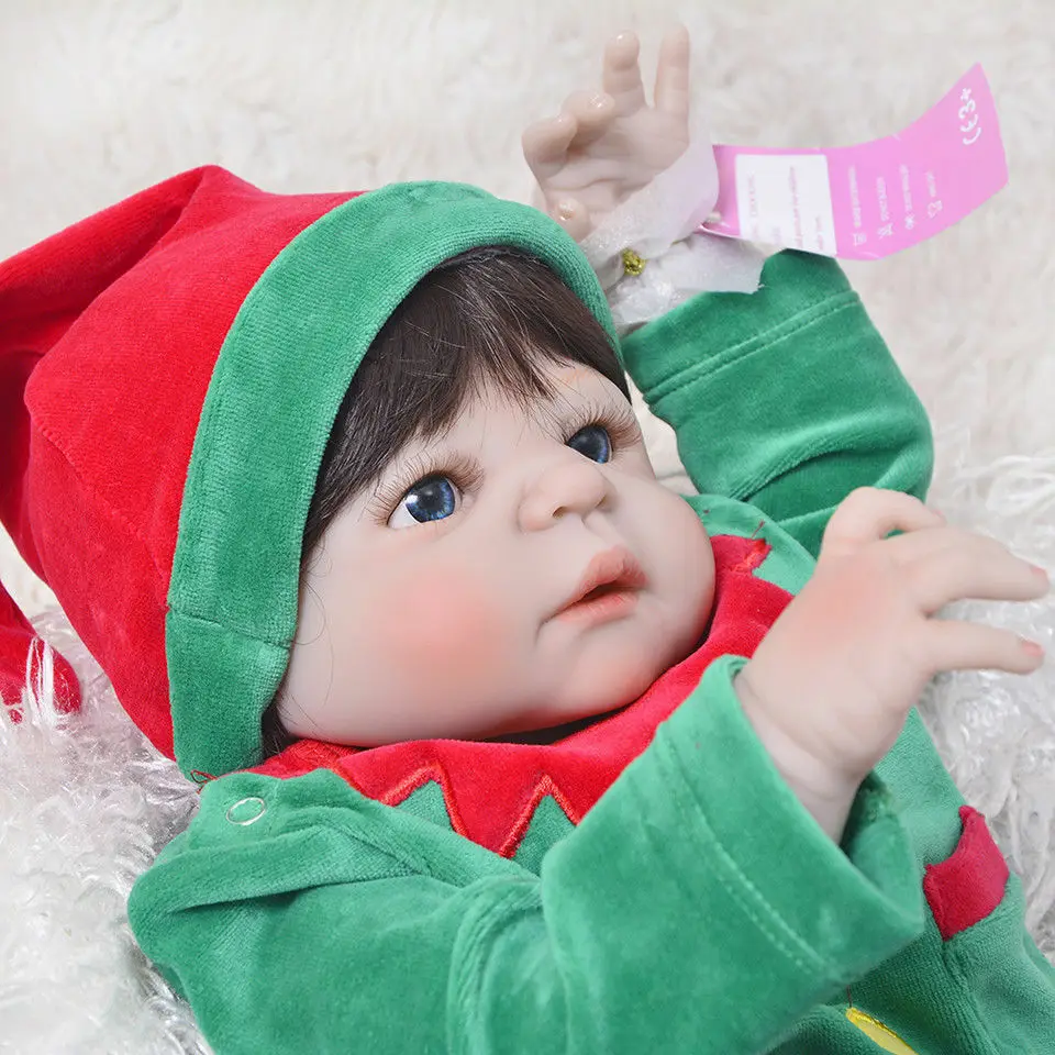 Xmas Full Body Silicone Nursing 22'' Reborn Baby Doll Boy Handmade Toddler Gifts Toys For Girls Toys For Children