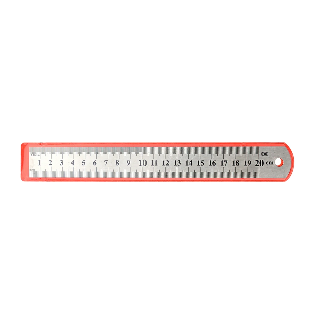 20CM doppia scala laterale metallo acciaio righello dritto strumento di misurazione di precisione spessa artigianato forniture di cancelleria multifunzione MG009