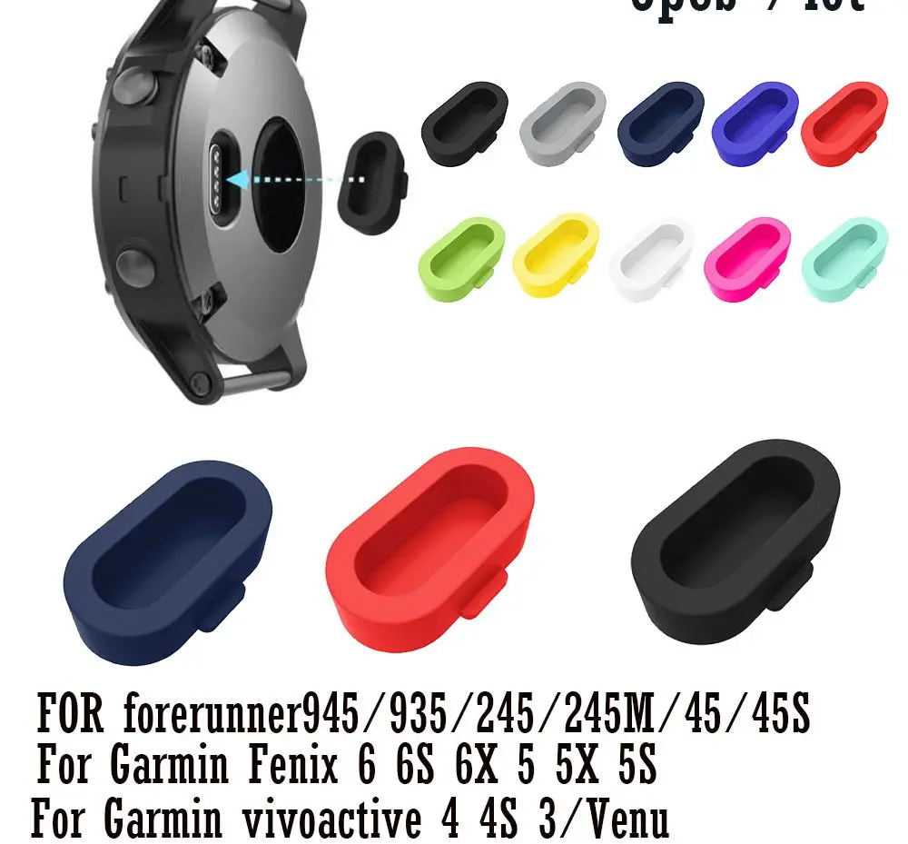 Silicone Dustproof Protective Plugs Caps For Garmin Forerunner 945 / 935 / 245 /245M/45/45S / Garmin Fenix 6 5 Anti-Scratch&Dust