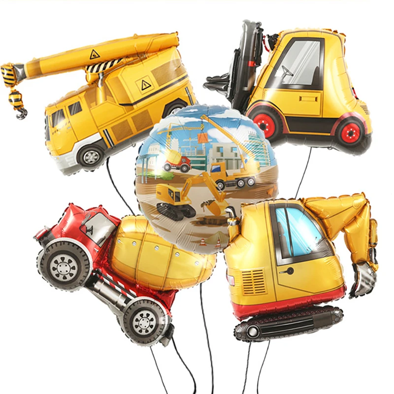 Cartoon Car Balloon Engineering Vehicle Excavator Crane Forklift truckchildren's gifts birthday party decorations Toy Balloons