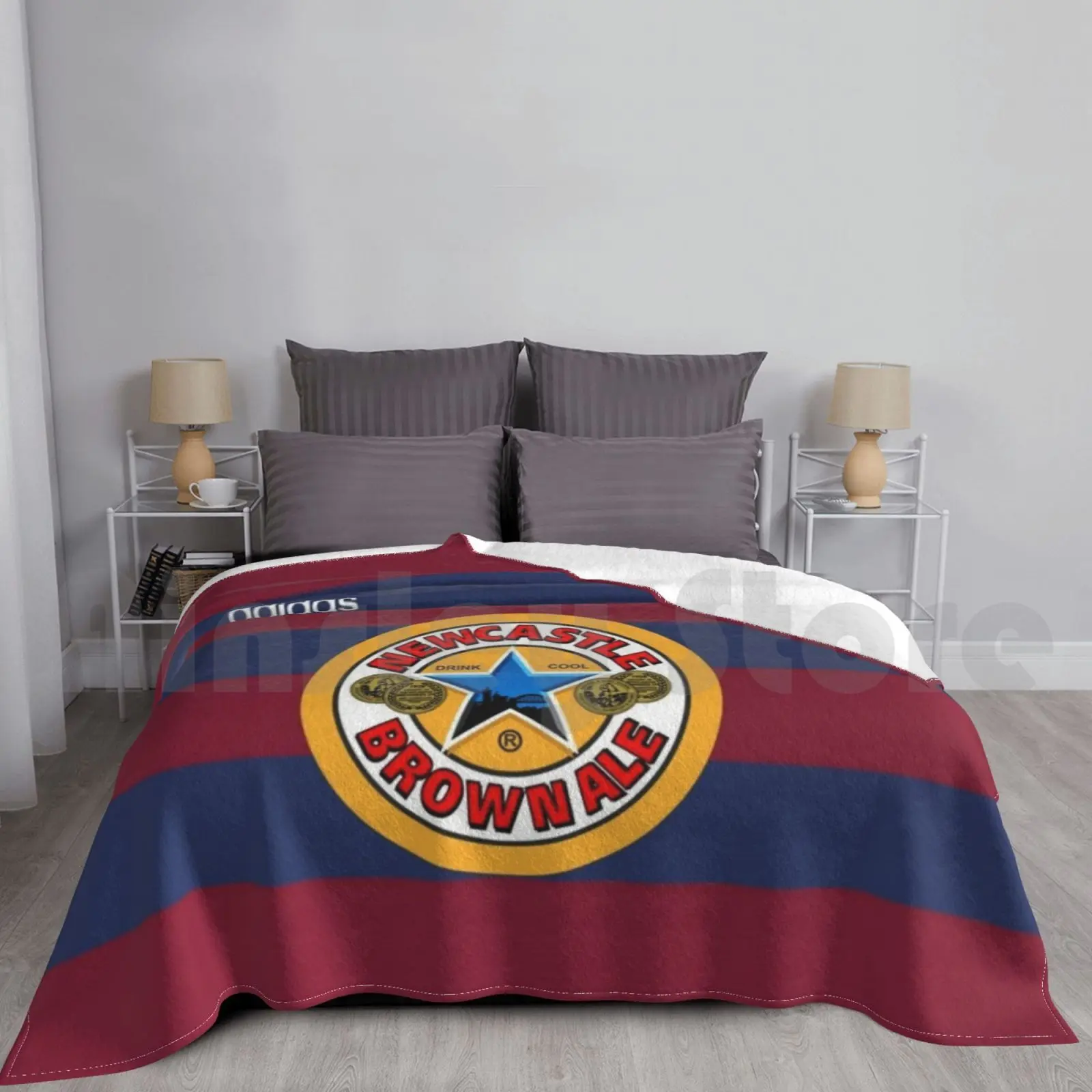 1996 Retro 'brown Ale' Away Shirt Print Blanket For Sofa Bed Travel Newcaslte Brown Ale Alan