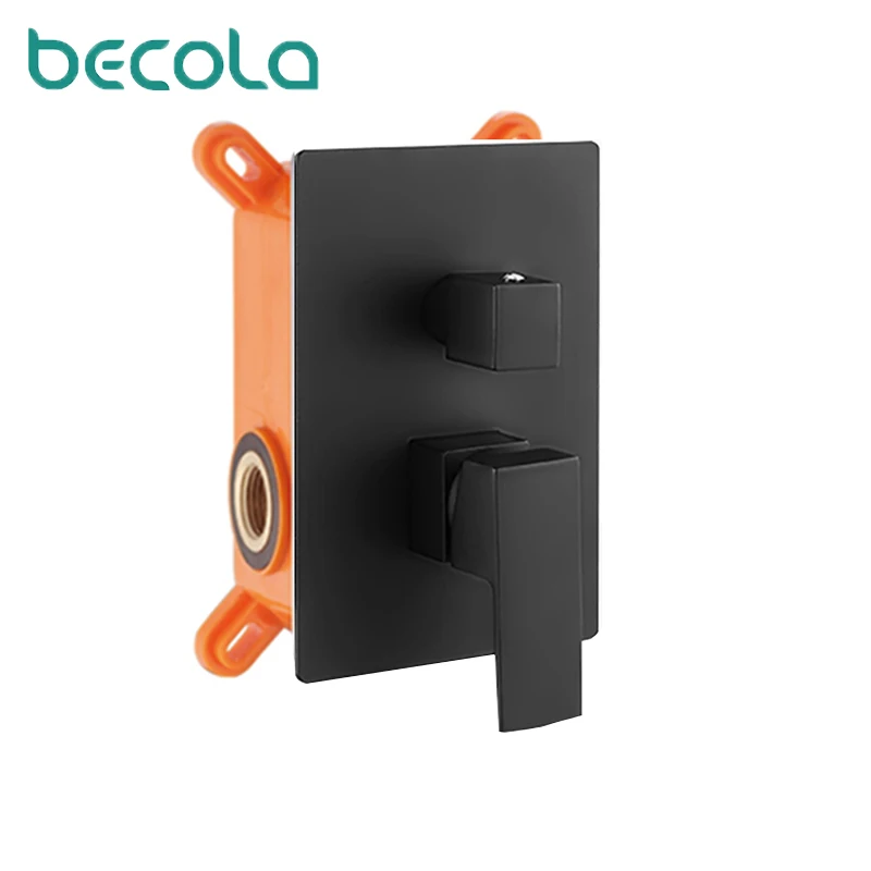 Becola Black Golden Brass Shower Faucet Mixing Valve 1-2-3 Ways Concealed Embedded Box Brass Concealed Valve Wall Mount