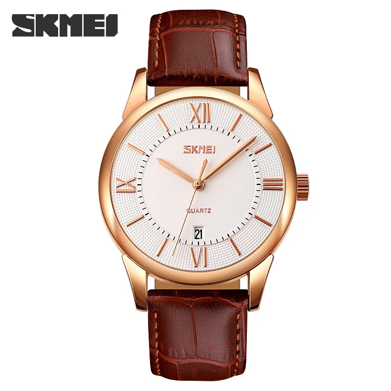 

SKMEI Mens Watches Waterproof Date Clock Male Leather Strap Casual Quartz Watch Men Sports Wrist Watch reloj hombre 9261 Montre