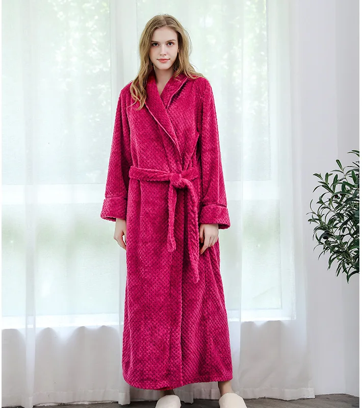 Aanpassen Nama Datum Vrouwen Mannen Warm Dobby Coral Fleece Badjas Winter Dikke Flanel Thermische Kimono Dressing Gown Bruid Peignoir