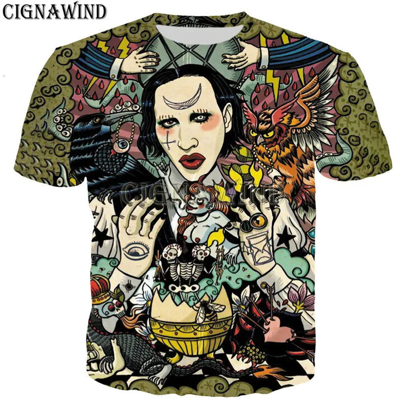 Новое поступление, футболки для мужчин и женщин, певец Мэрилин Мэнсон, 3D футболки с принтом, унисекс, стиль Харадзюку, толстовки/свитшоты/искусственные