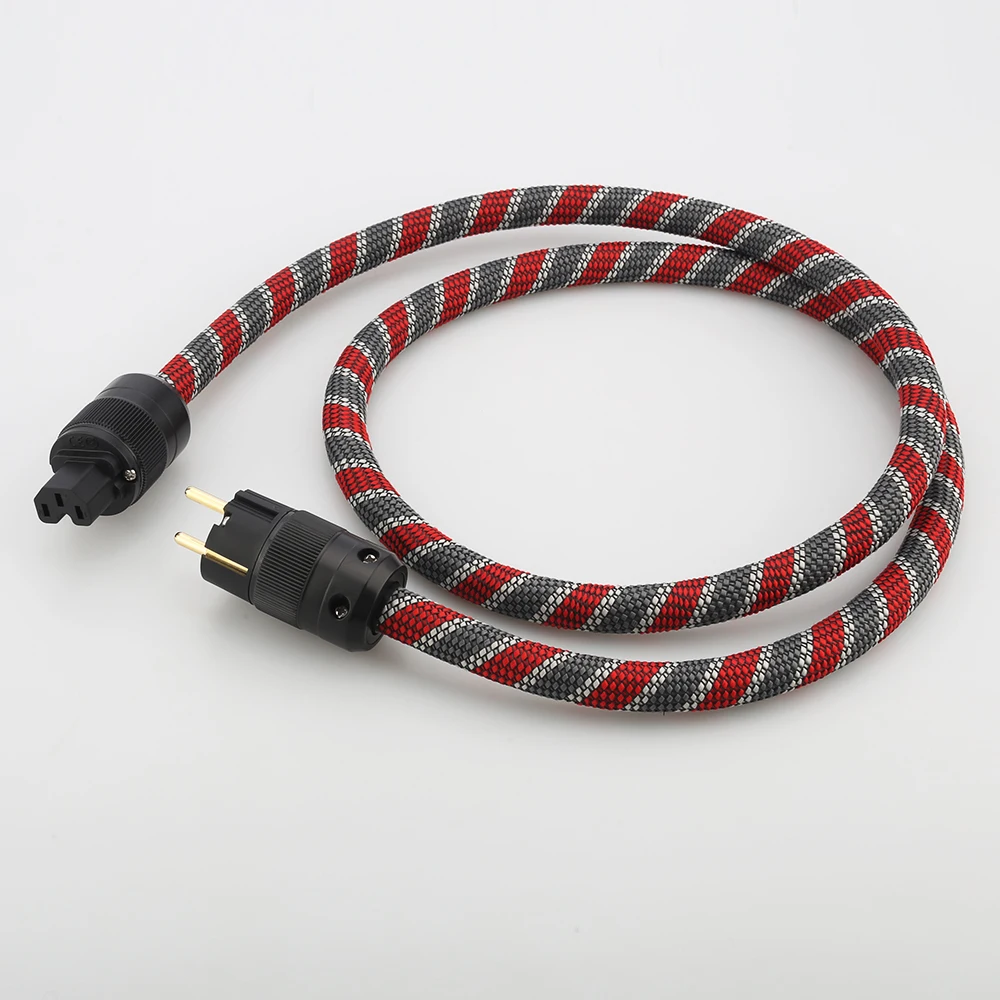 สายไฟ HI End สายไฟ EU Gold-Plated ปลั๊กยุโรปสำหรับเครื่องขยายเสียง HIFI Audiophile ยุโรปสายไฟ AC