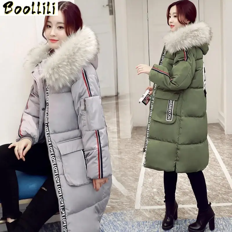 

Size Boollili Plus 5XL Women's Winter Jacket Cotton Padded Thicken Warm Large Faux Fur Collar Woman Coat Parka doudoune femme