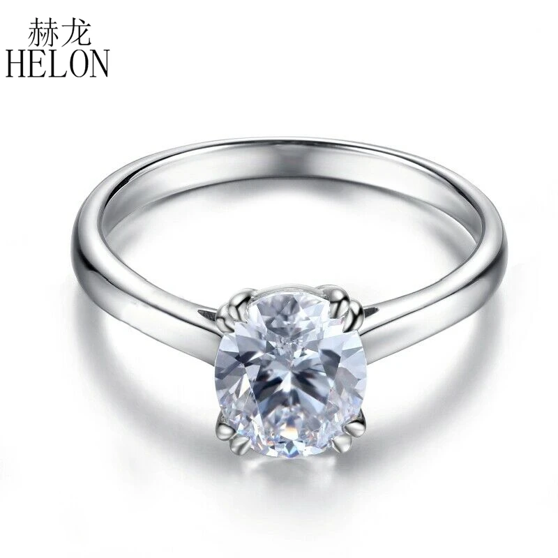 

HELON Moissanite Ring Solid 14K White Gold Oval 10x8mm 3ct Test Positive Moissanite Diamond Women Trendy Jewelry Engagement Ring