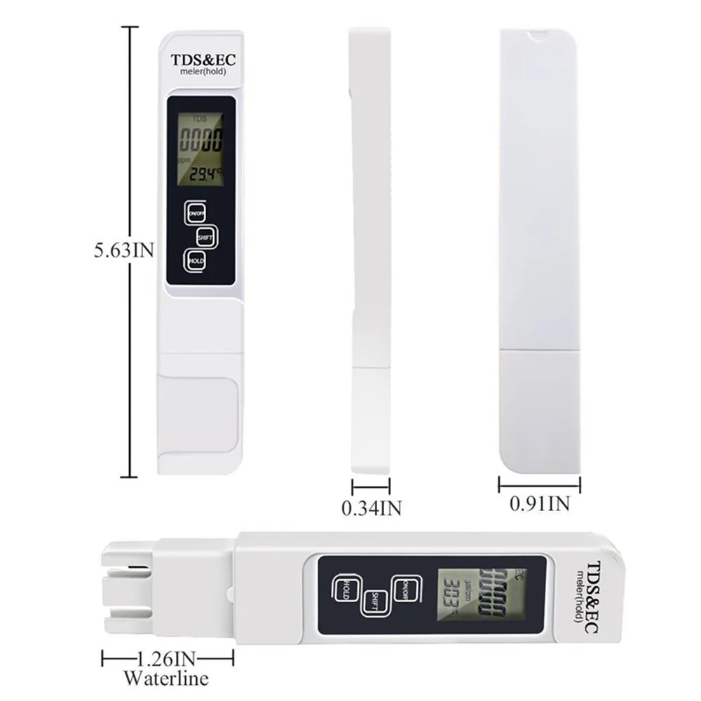 Digital PH EC TDS Meter Tester Temperature Pen Water Purity PPM Filter Hydroponic for Aquarium Pool Water Monitor