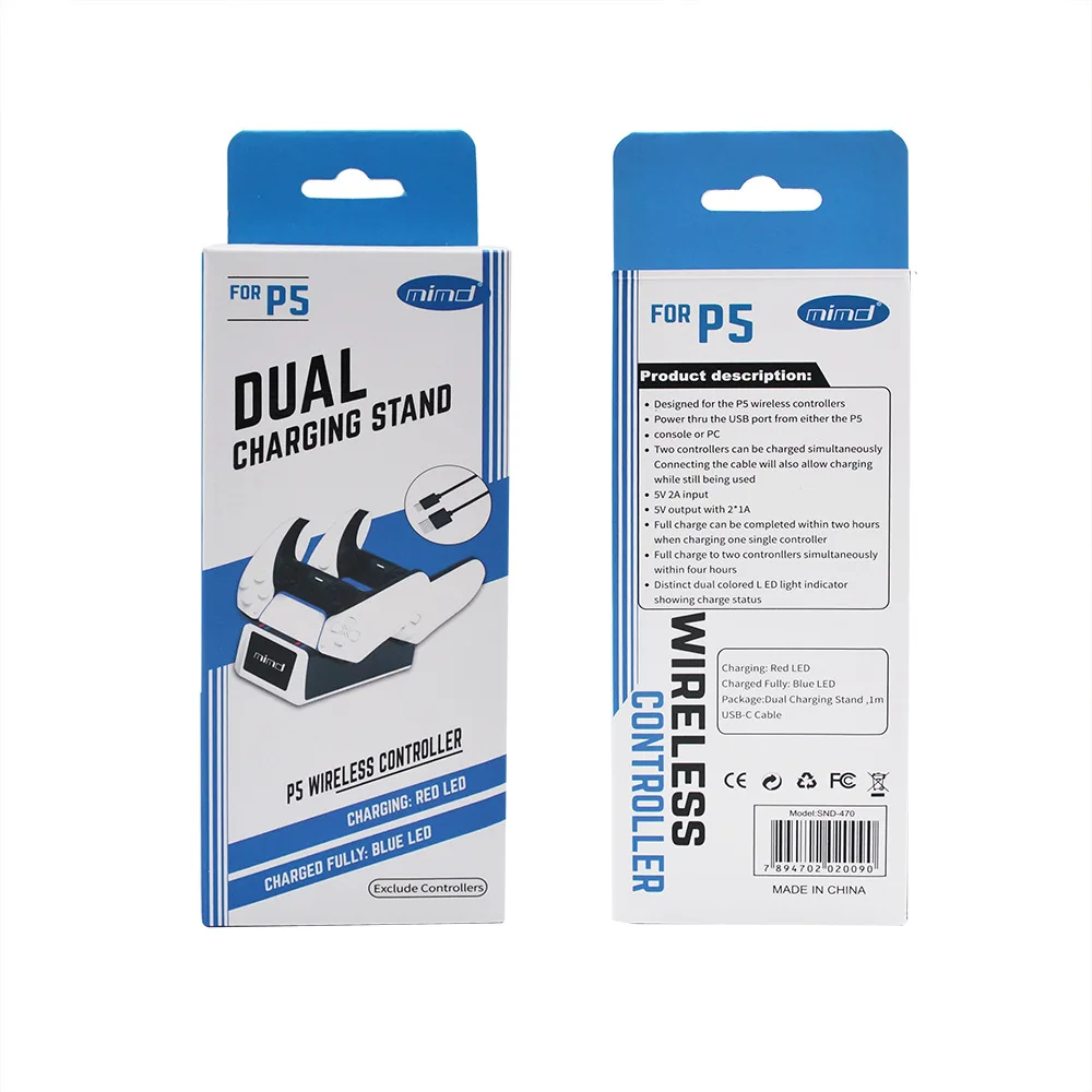 Подставка для зарядки с двумя сиденьями для контроллера PS5, зарядное устройство для геймпада со светодиодсветильник кой для контроллера PS5