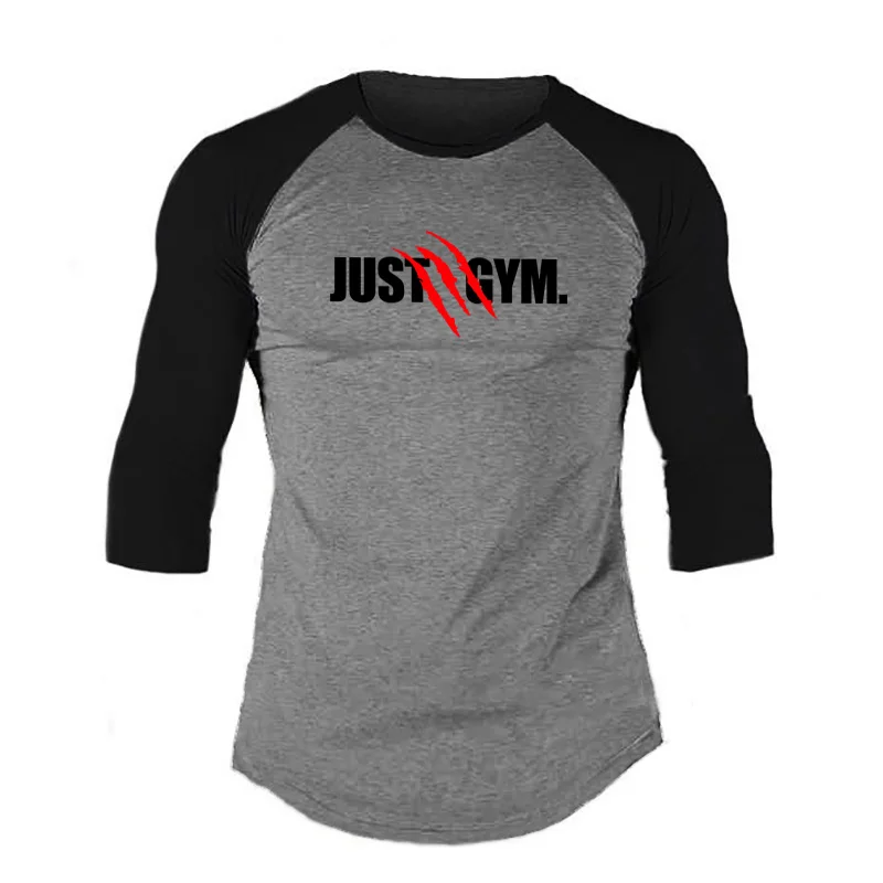 New Mens Casual Running Brand Sporting Clothing T-Shirt  Autumn Pullover O-Neck Fashion Comfortable Slim Fit 3/4 Sleeve TShirt