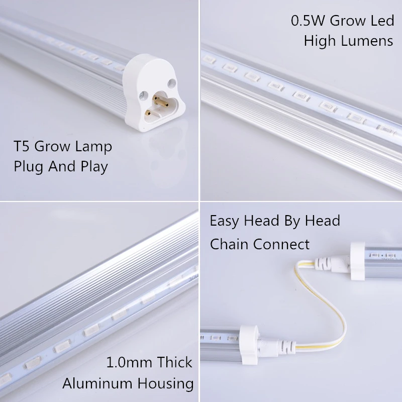 식물 성장등, 피토 램프, 수족관 조명, 12W, 24W, T5 Led, 풀 스펙트럼 식물 육성 램프