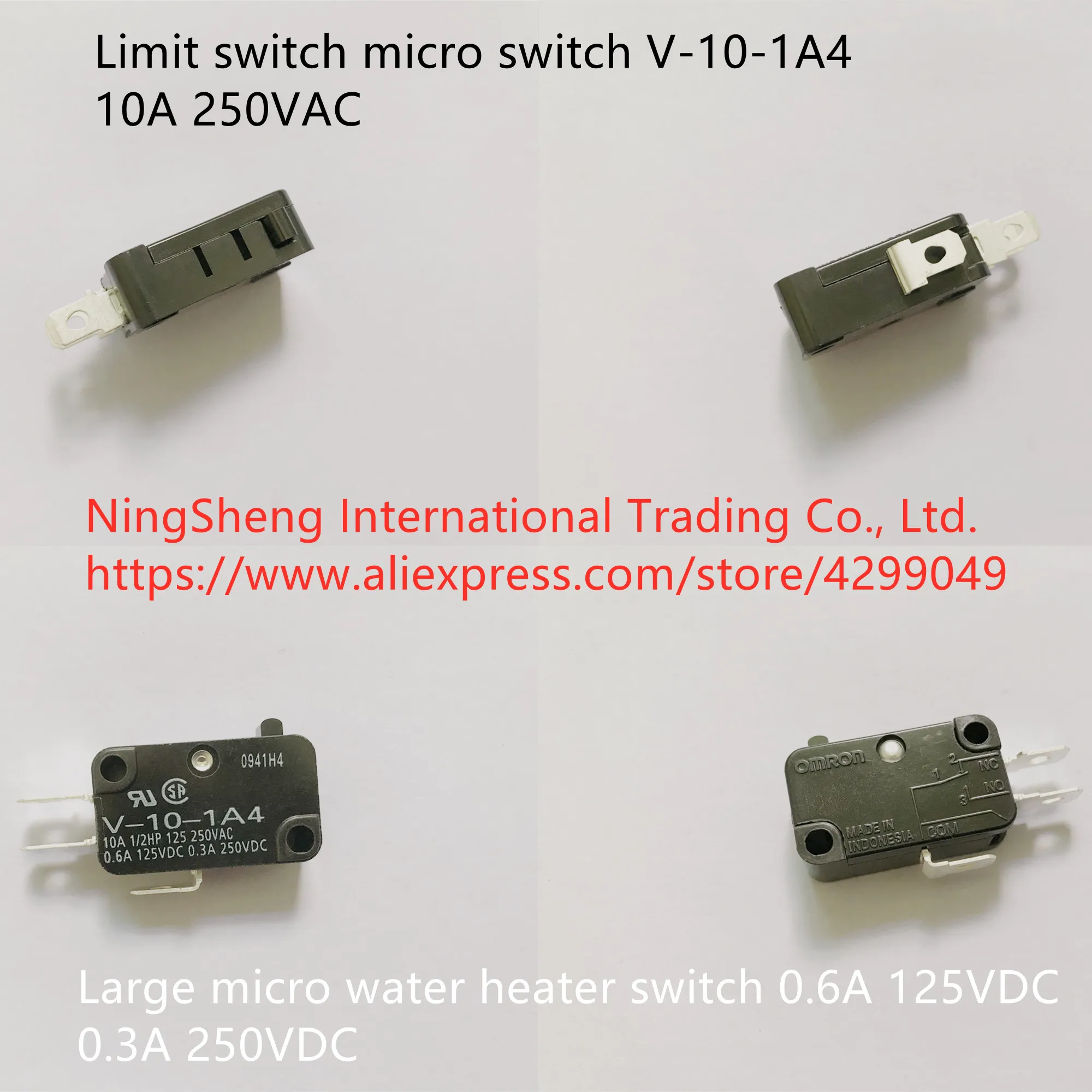 Original new 100% limit switch micro switch V-10-1A4 10A 250VAC 0.6A 125VDC 0.3A 250VDC large micro water heater switch