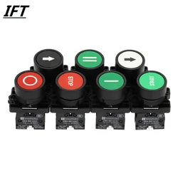 22mm Start Stop Button With The Arrow Symbol XB2 Flat Touch Switch Button Momentary Button Switch Plastic Red/Green Push Buttons