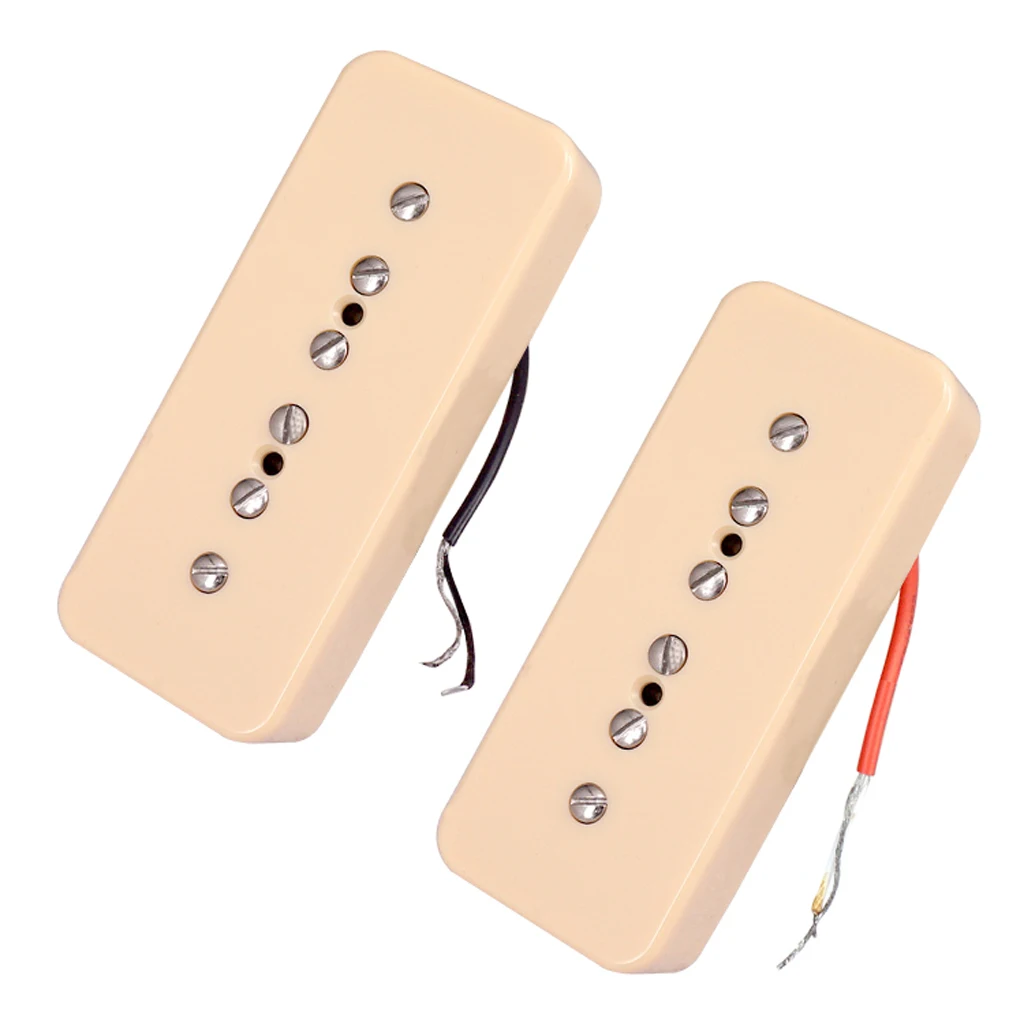 2 Pieces Cream P90 Soapbar Neck&Bridge Humbucker Pickups 50/52m Pole Spacing for Electric Guitar Parts