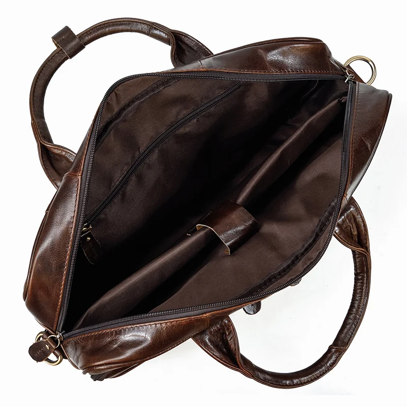 Men Briefcase Genuine Leather Laptop Bag 14 15.6" PC Doctor Lawyer Computer Bag Cowhide Male Briefcase Leather Men Business Bag