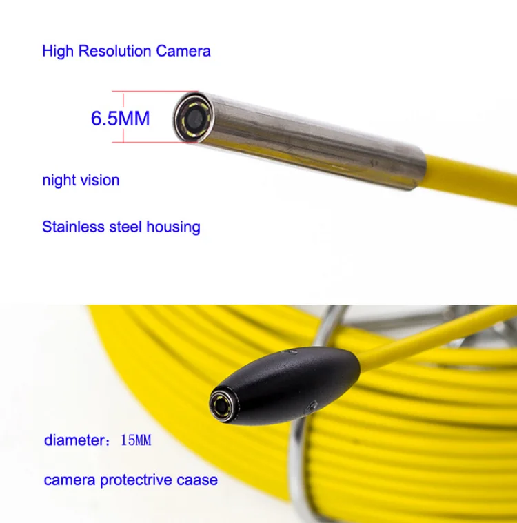 Small 6.5mm Camera Head,Pipeline Inspection Camera Spare Parts/accessories for Repair or Replacement,IP68 Waterproof 1000TVL CCD