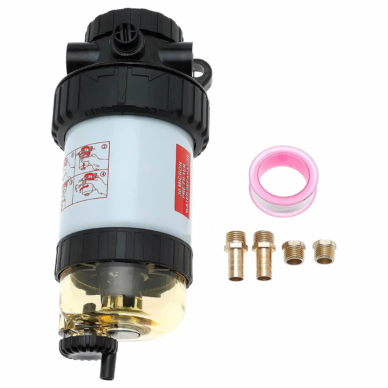 

3780931M1 Fuel Filter Assembly 30 Micron Fits FM100 Series Filter Diesel Engine Replaces BF7783-D Includes 2 Fittings 2 Plugs