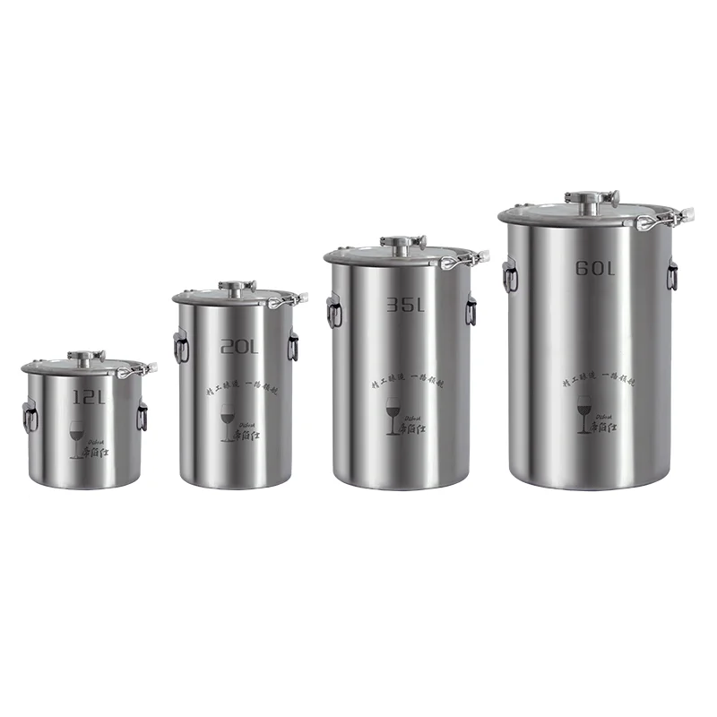 35L 304 Stainless Steel Bucket Home Brewing Fermentation Barrel Wine Fermentor Side Fitting Barrel Top Open Container