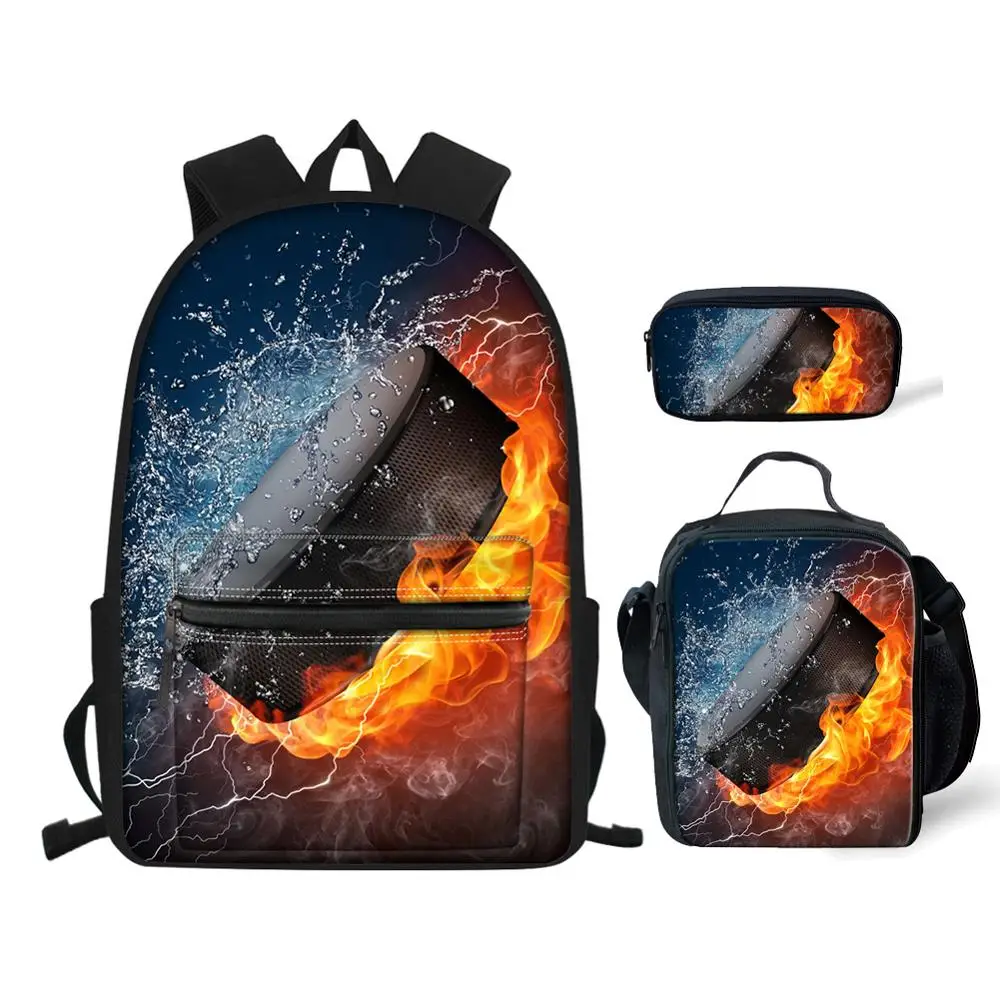 Mochilas escolares para niños, diseño de Hockey sobre hielo en 3D, mochila grande para adolescentes, mochila escolar para estudiantes de primaria