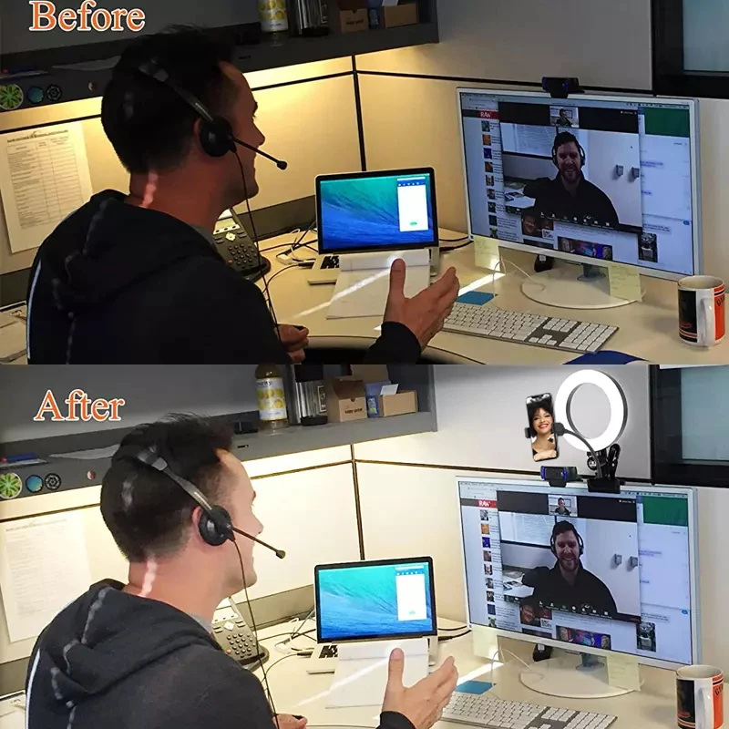 مصباح حلقي LED محمول مع مشبك للصور الذاتية ، مصباح حلقي للصور الذاتية واستوديو الصور والمكياج وفيديو Youtube