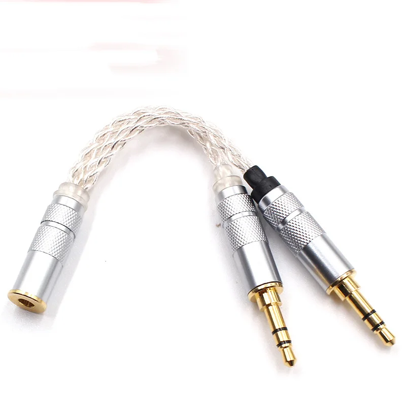Hifi-Cable hembra balanceado 6N para reproductor de PHA-3 Pono, 12 núcleos, plateado, 2x3,5mm macho a 4,4mm/2,5mm/3,5mm/4 pines XLR, T1121