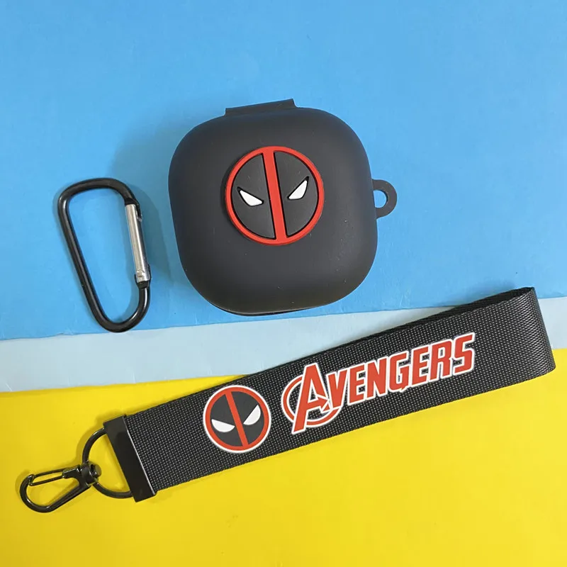 Cover Case Earphone Marvel Kartun untuk Samsung Galaxy Bud Live/Pro Casing Headphone Bluetooth Nirkabel Silikon dengan Tali